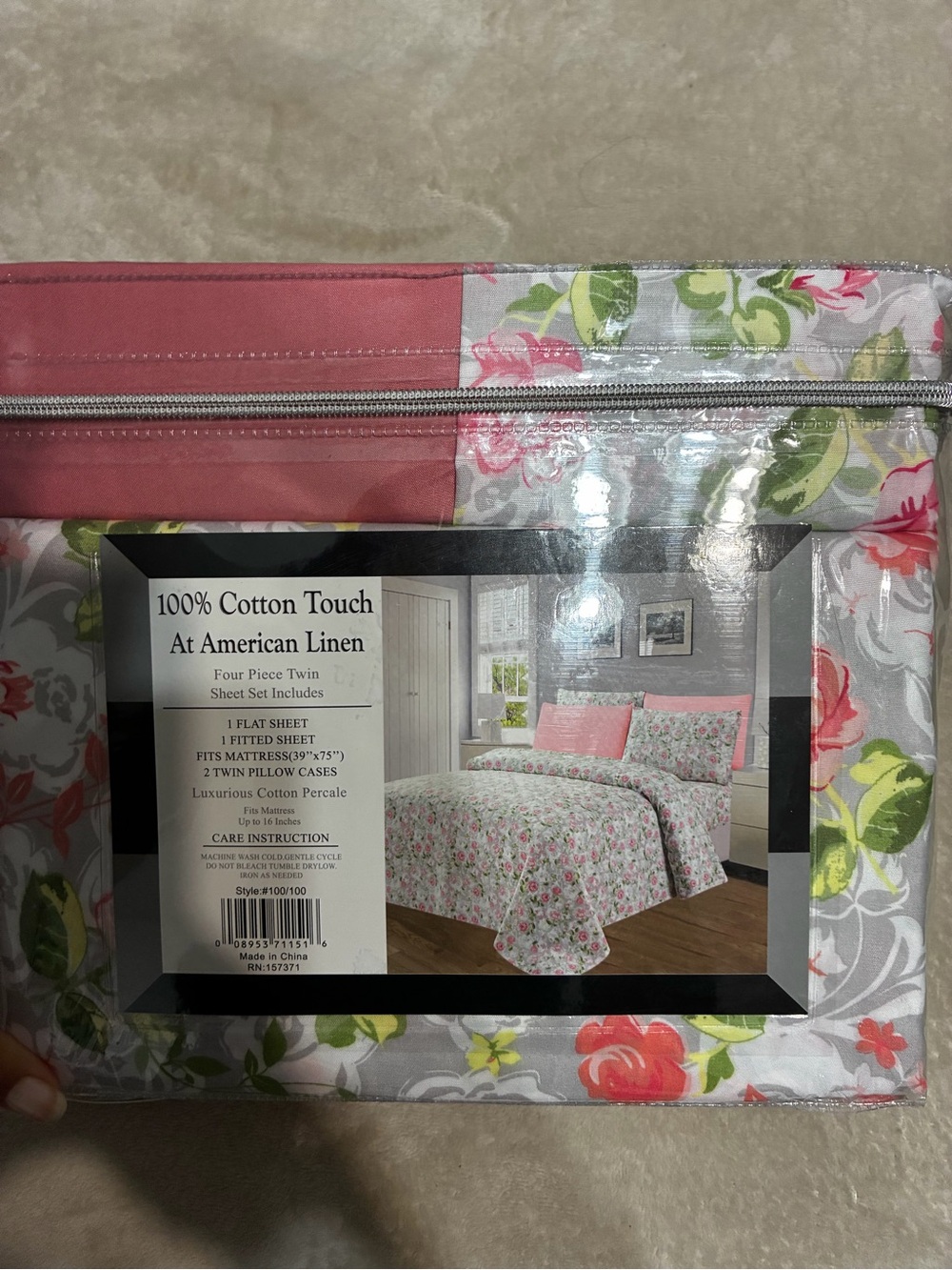 Twin Floral Sheet Set with Pink Accent - Picture 5 of 6